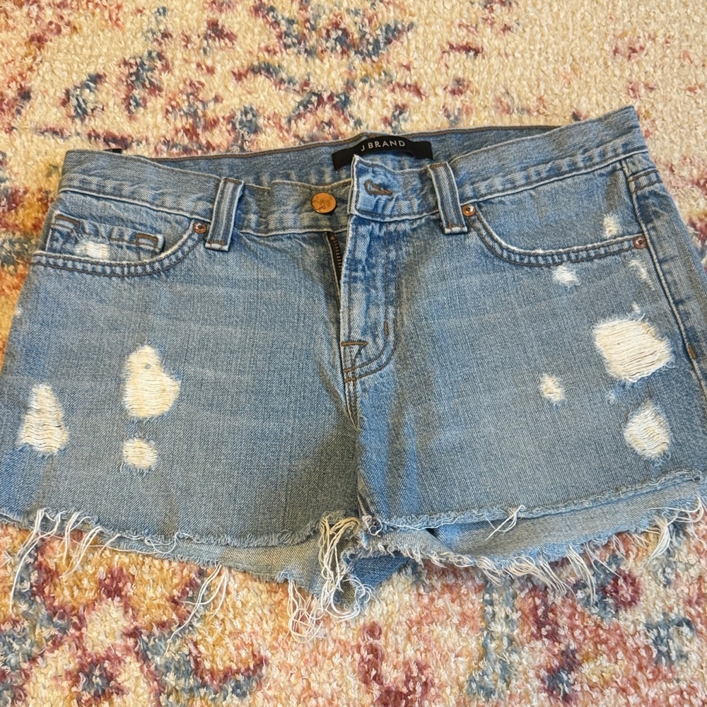 J Brand Blue Distressed Jean Shorts